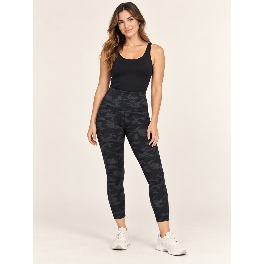 Spanx Look at Me Now Seamless Camo Leggings Size Large Black Camouflage
